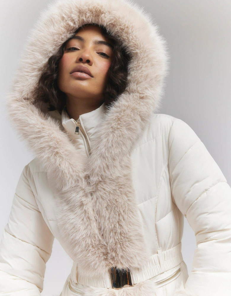 Faux Fur Ski Bunny Jacket - Cream