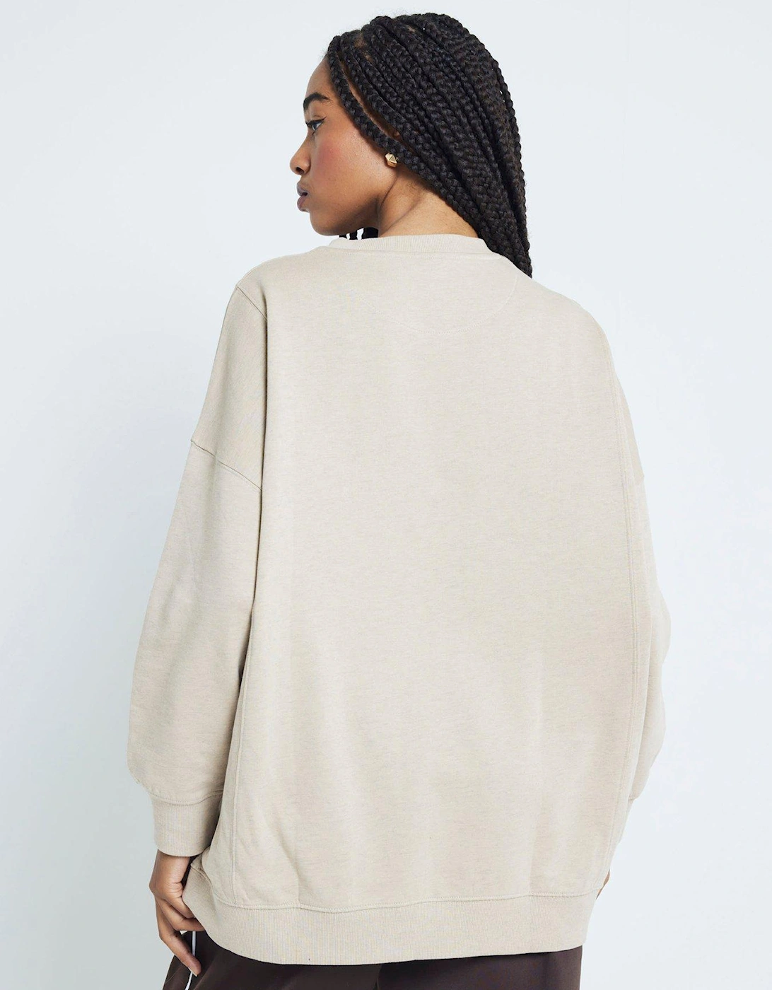 Split Front Sweatshirt - Beige