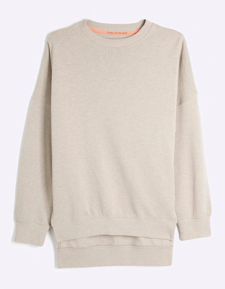 Split Front Sweatshirt - Beige