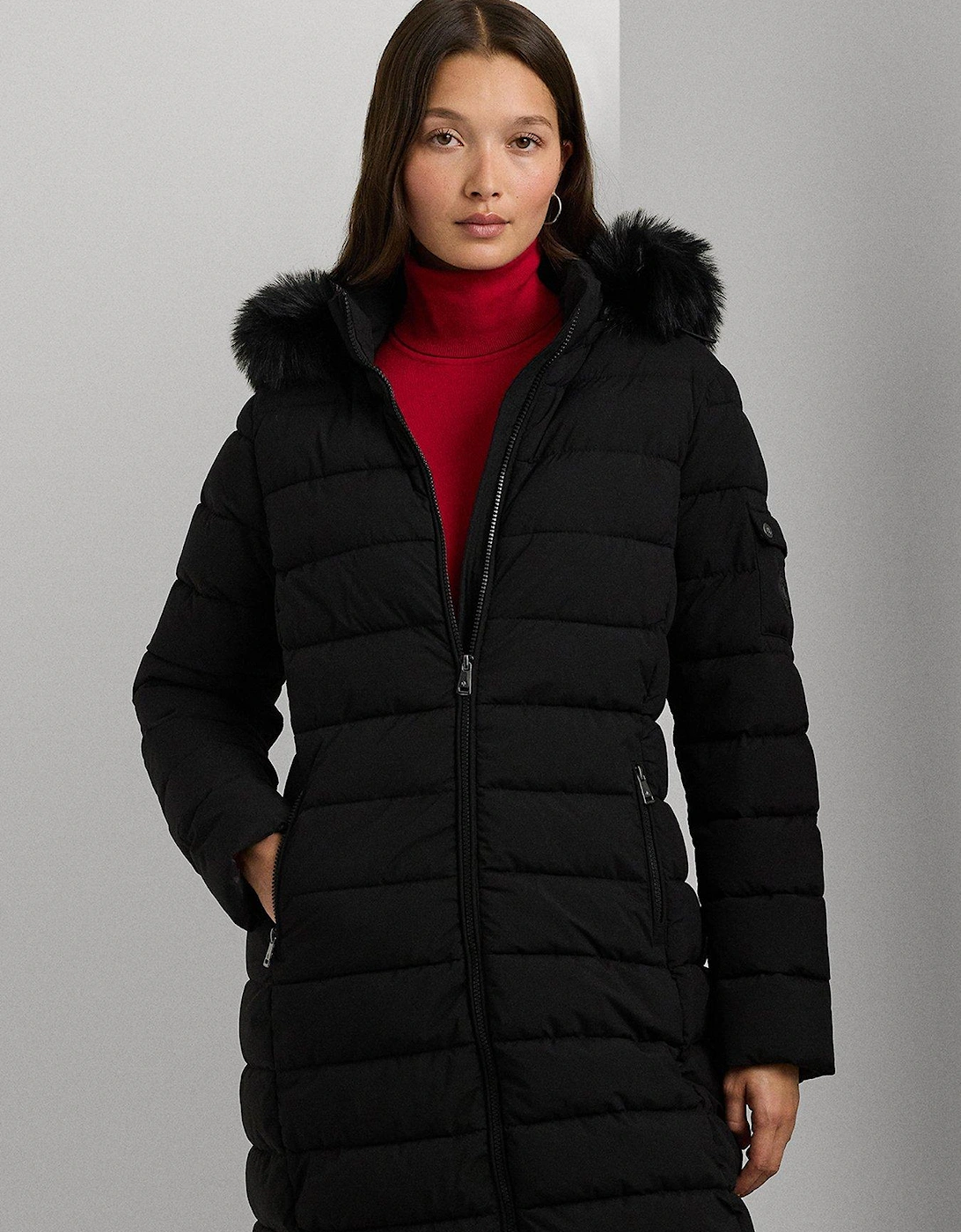 Longline Padded Coat - Black