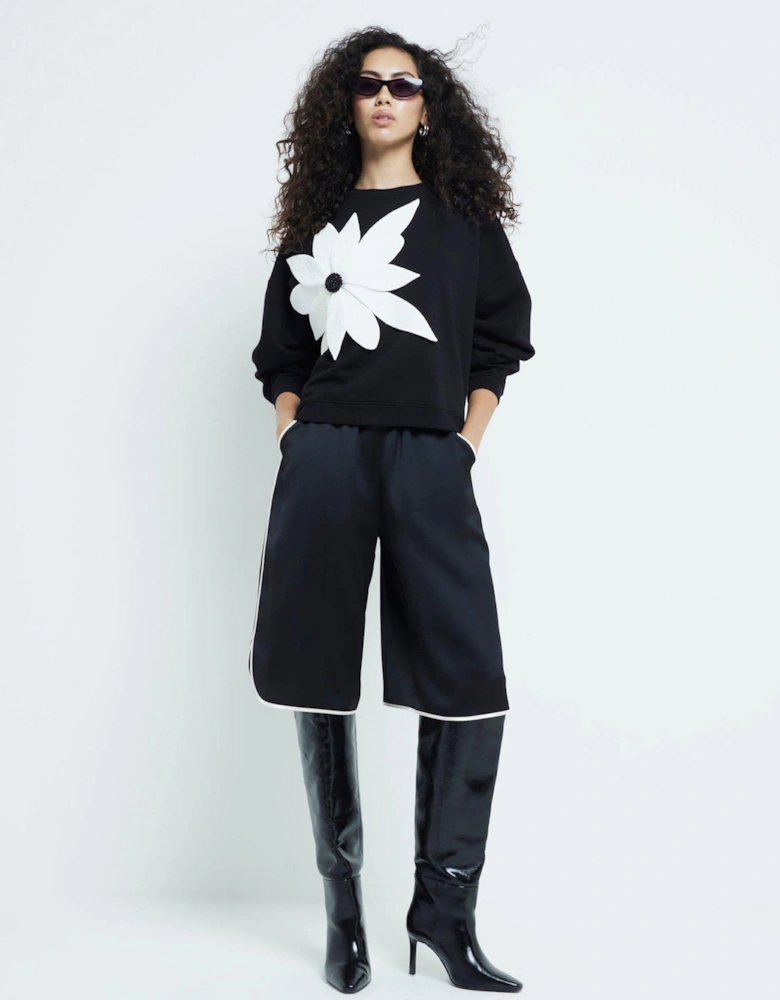 Mono 3D Flower Sweat - Black