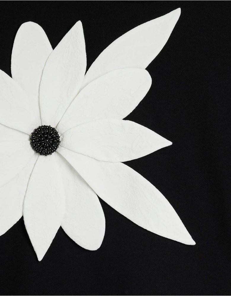 Mono 3D Flower Sweat - Black