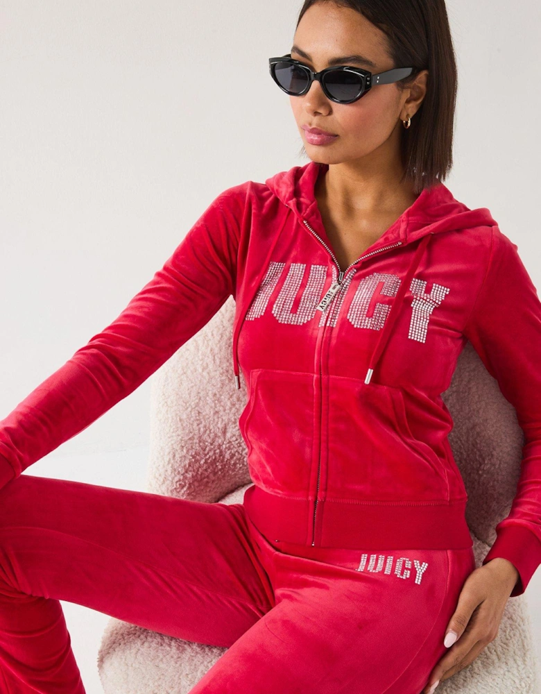 Evy Impact Diamante Hoodie - Red