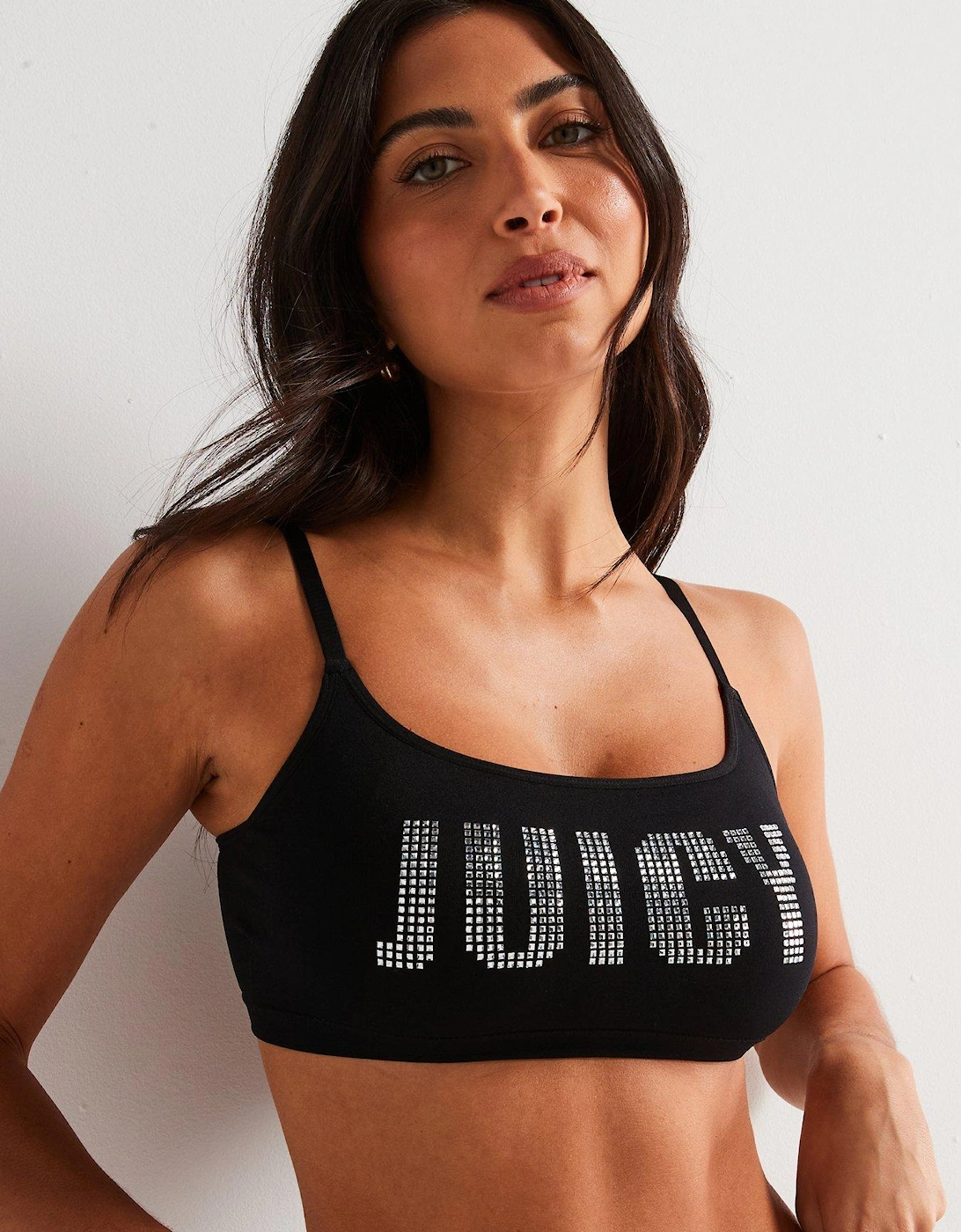 Juicy Slogan Bralette & Brief Set - Black