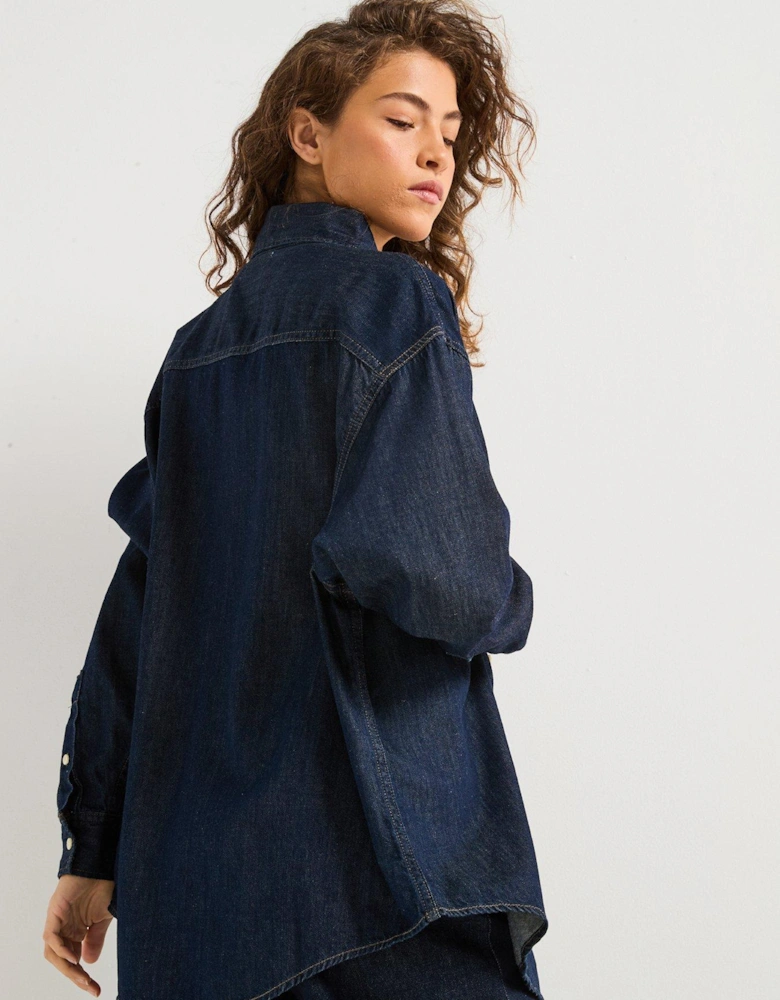 Oversized Denim Shirt - Navy