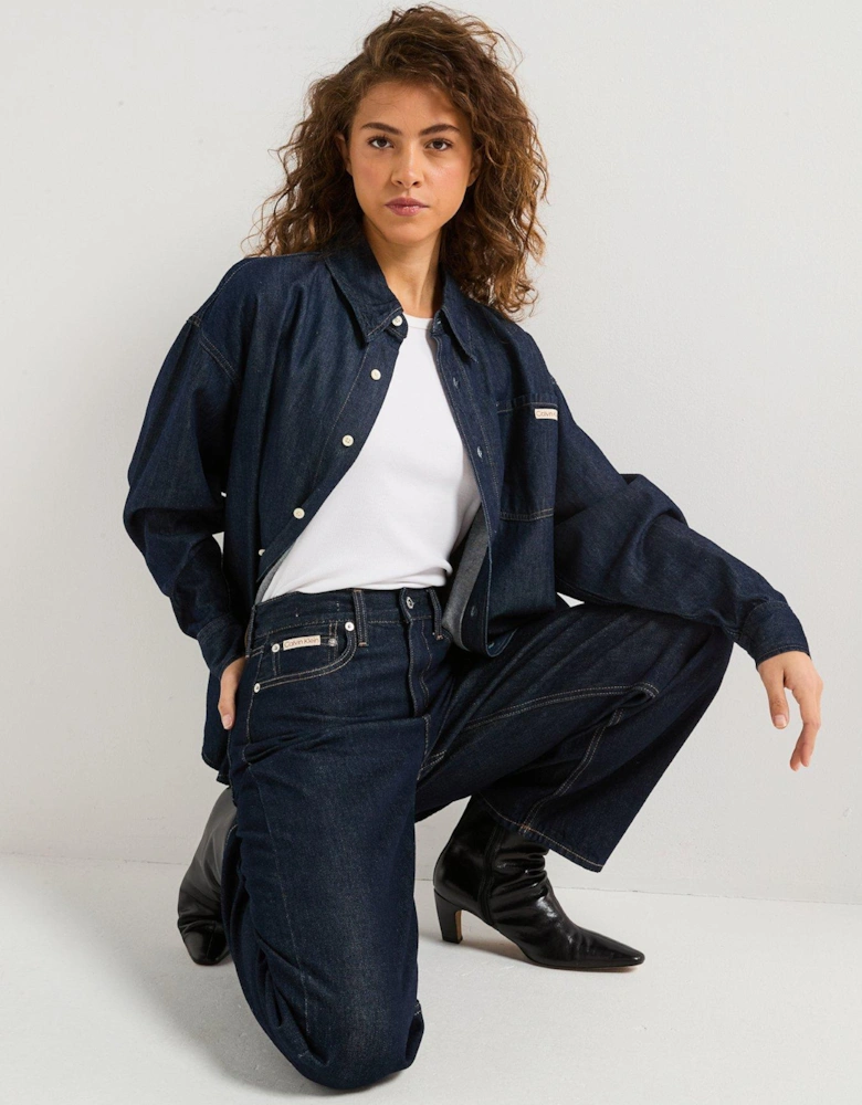 Oversized Denim Shirt - Navy