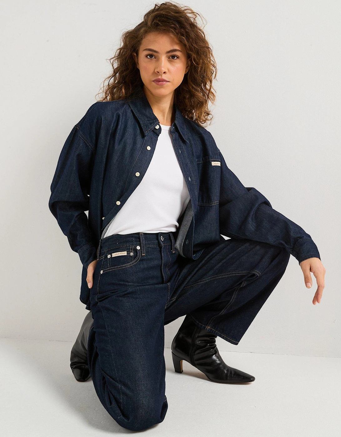 Oversized Denim Shirt - Navy
