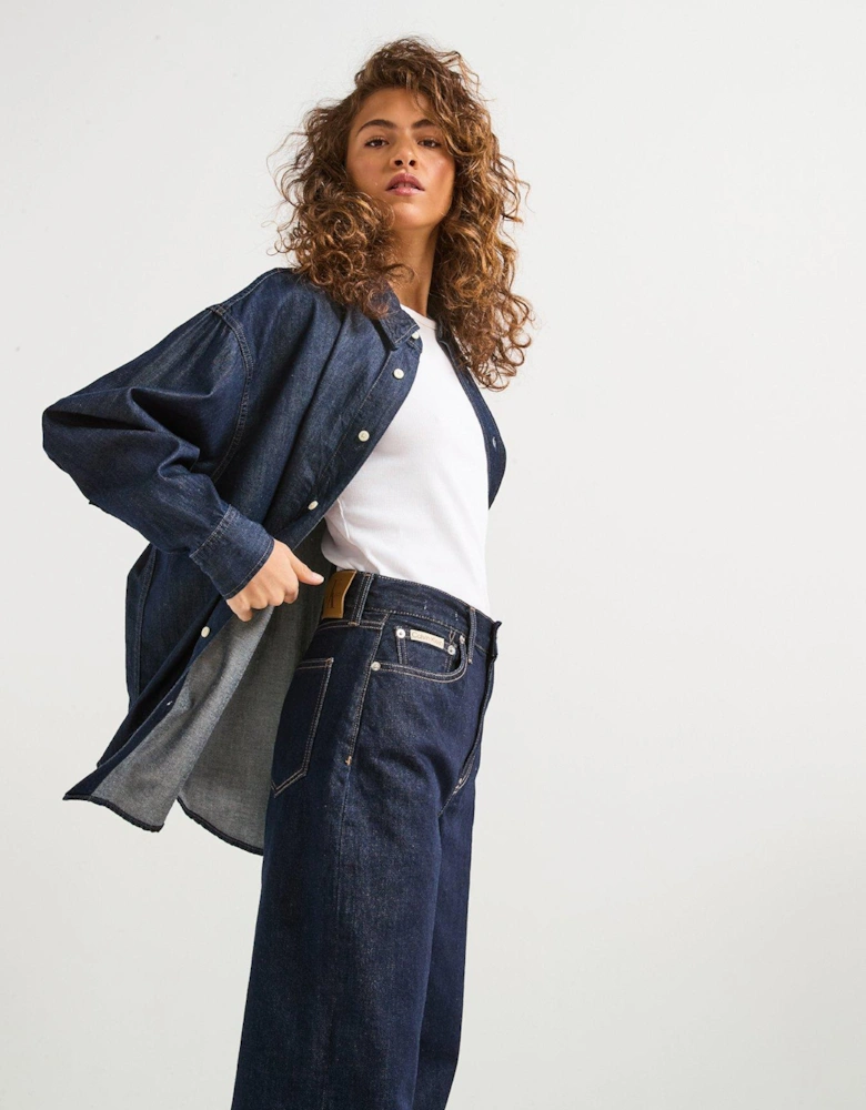 Oversized Denim Shirt - Navy