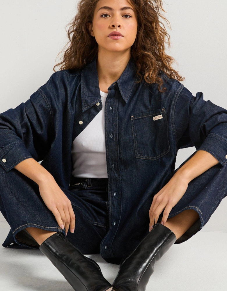 Oversized Denim Shirt - Navy
