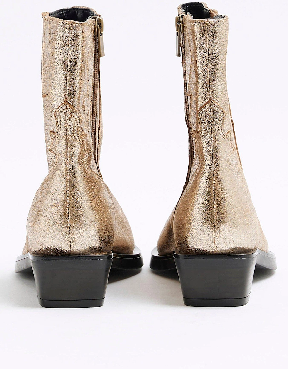 Chelsea Western Ankle Boots - Gold