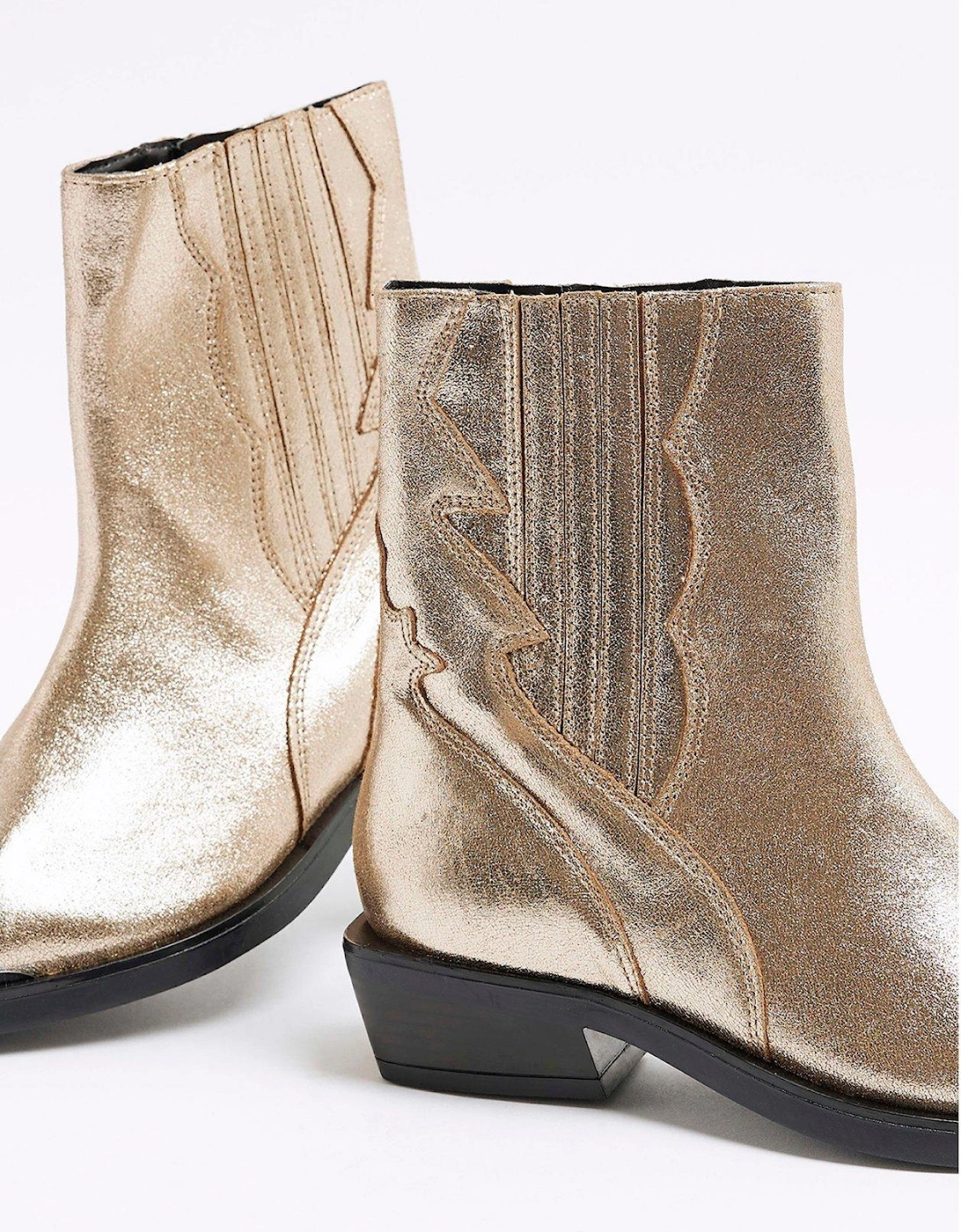 Chelsea Western Ankle Boots - Gold