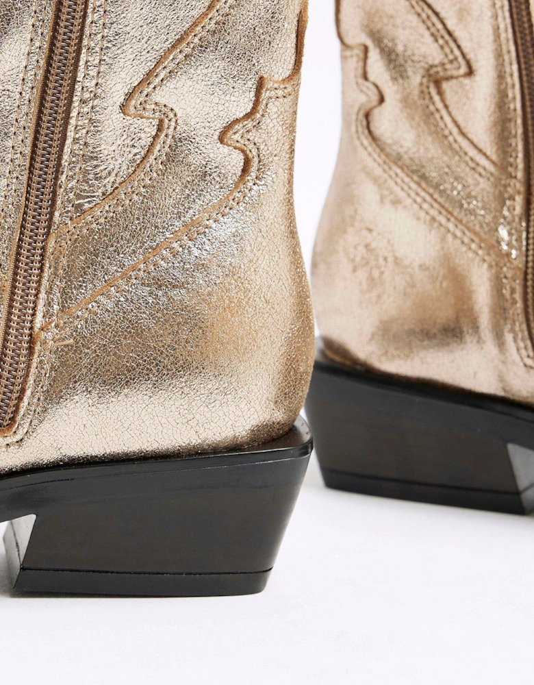 Chelsea Western Ankle Boots - Gold