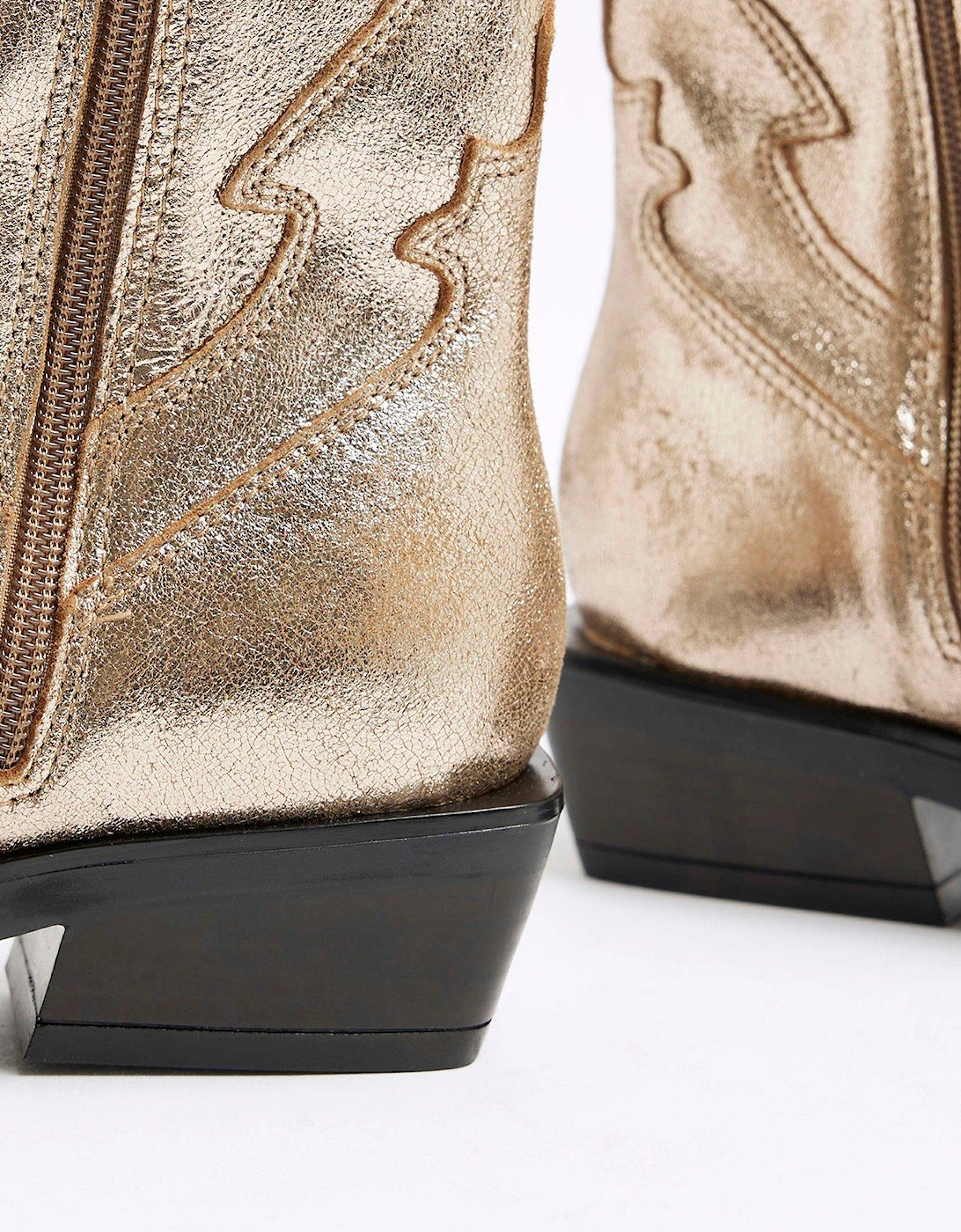 Chelsea Western Ankle Boots - Gold