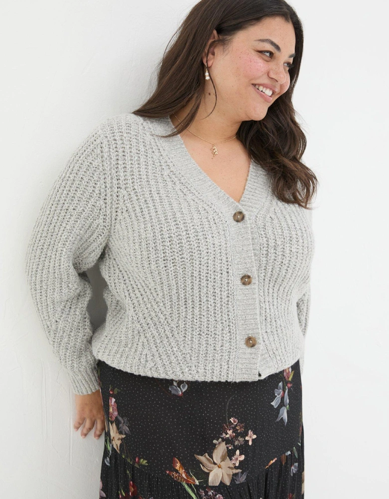 Alicia Cable Knit Cardigan - Grey