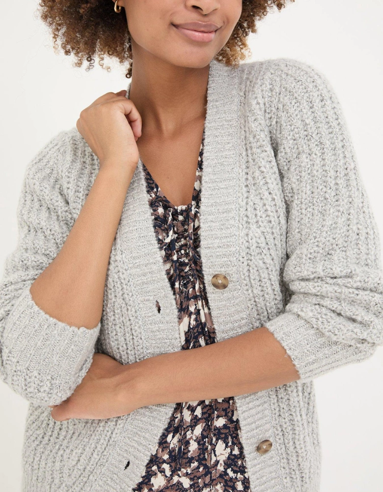 Alicia Cable Knit Cardigan - Grey