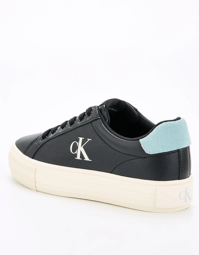 Bold Flatform Leather Trainer - Black