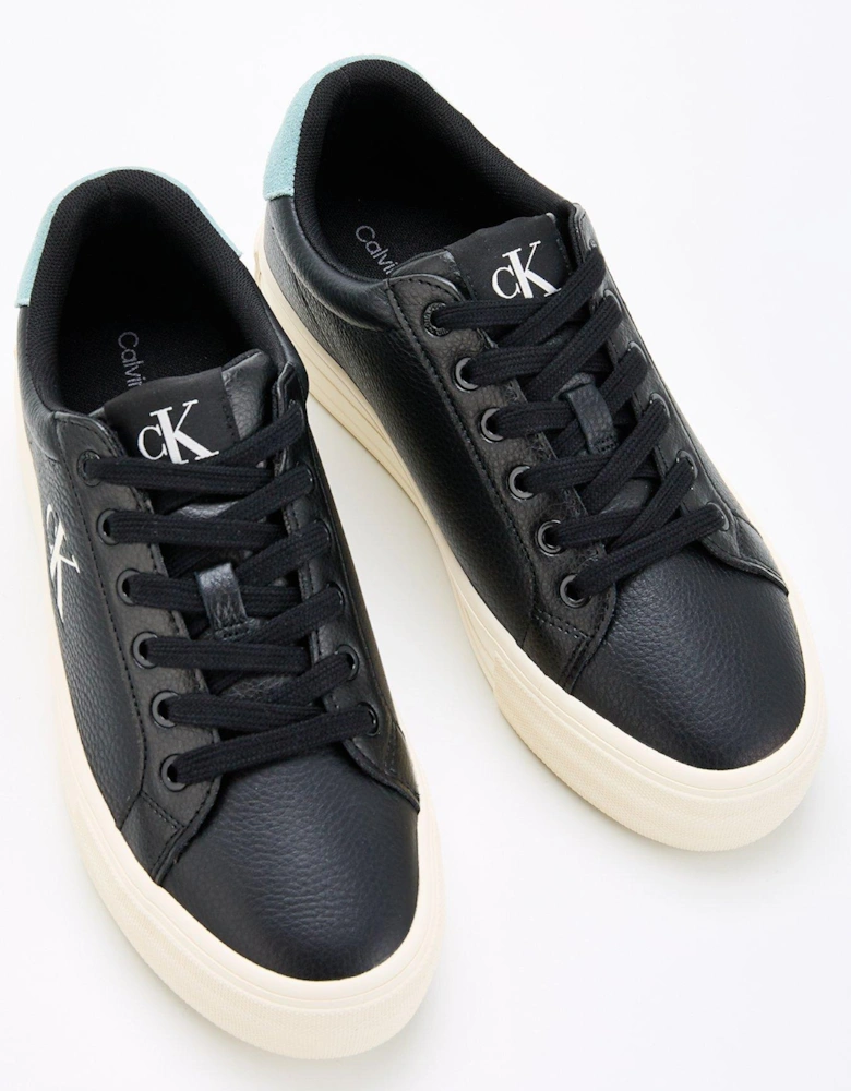 Bold Flatform Leather Trainer - Black