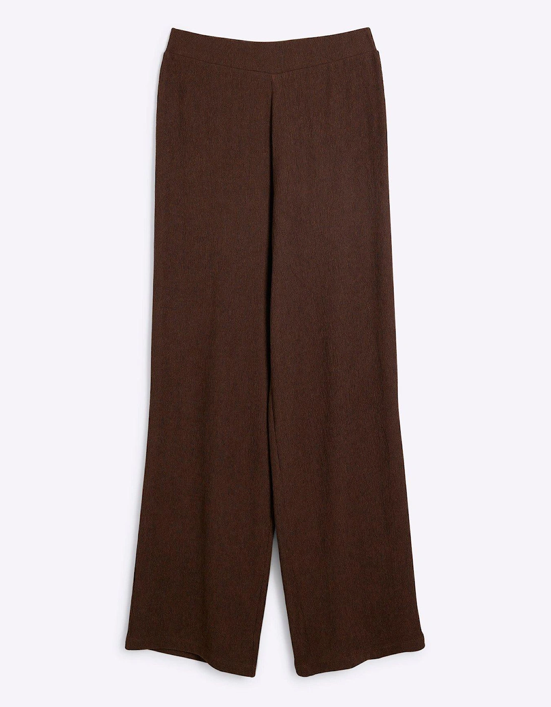 Textured Wide Leg Trouser - Dark Brown