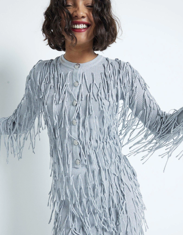 Ultimate Fringe Cardigan - Silver