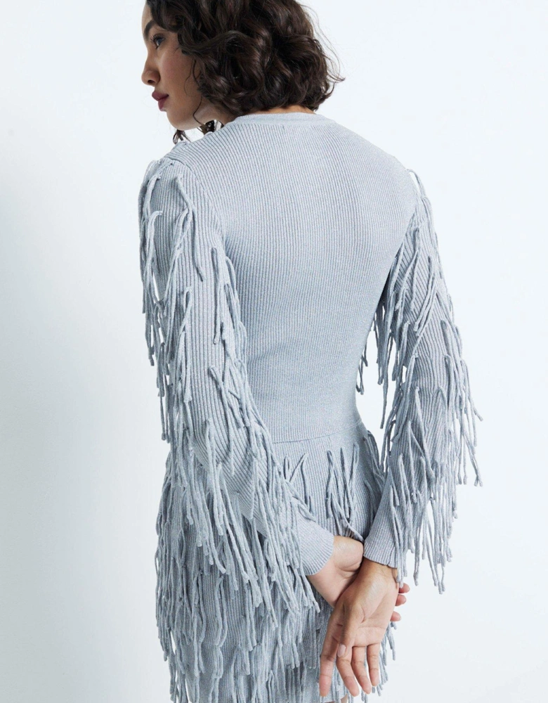 Ultimate Fringe Cardigan - Silver