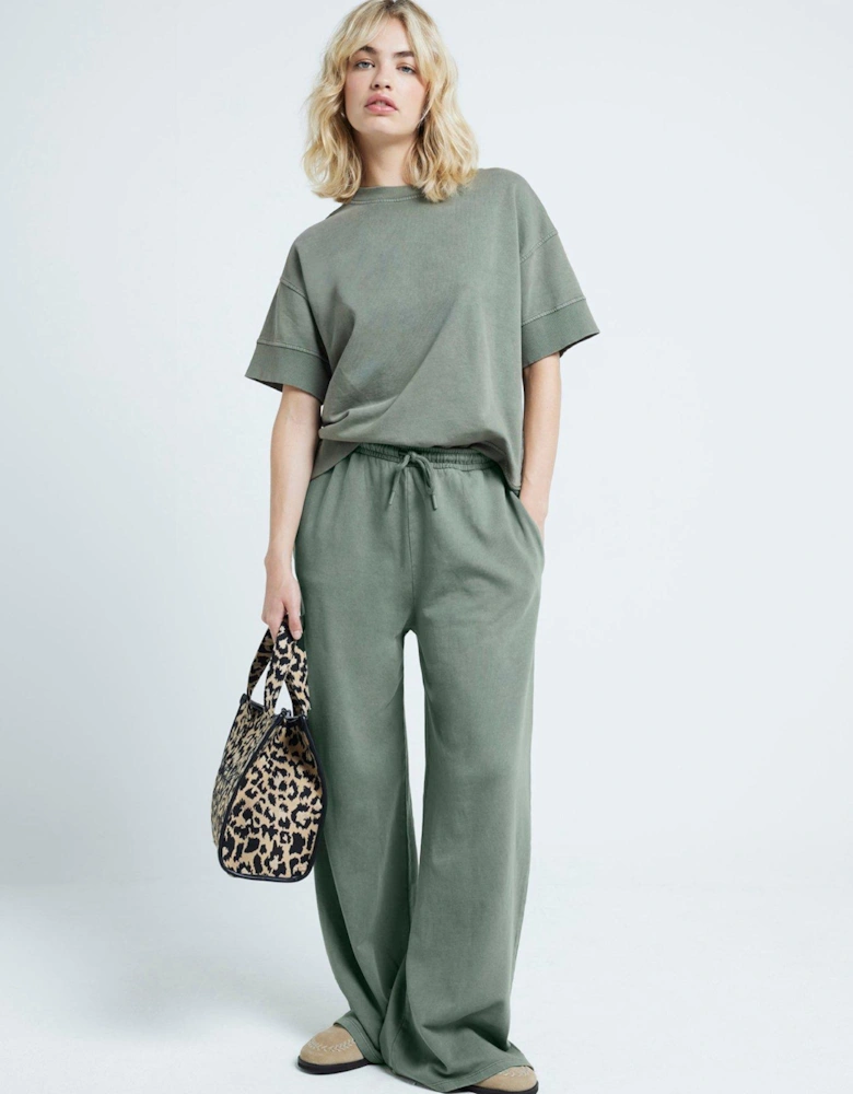 Wide Leg Jogger - Khaki