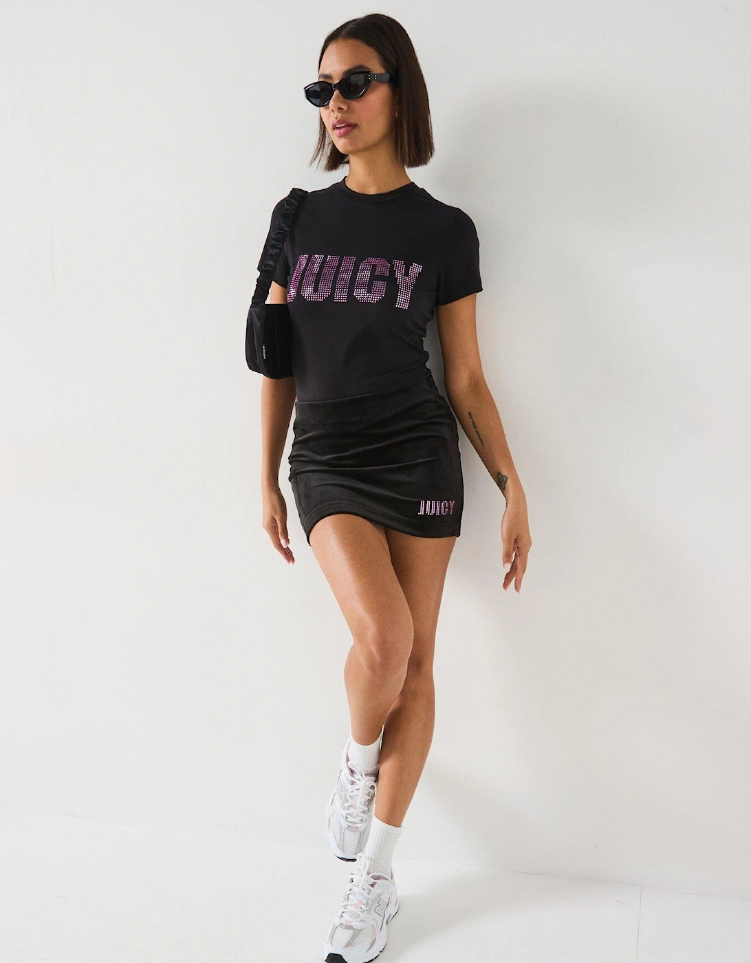 Impact Diamante Short Sleeve T-Shirt - Black
