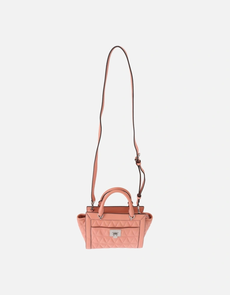 Exquisite Pink Leather Shoulder Bag with Zip Closure & Gold-Tone