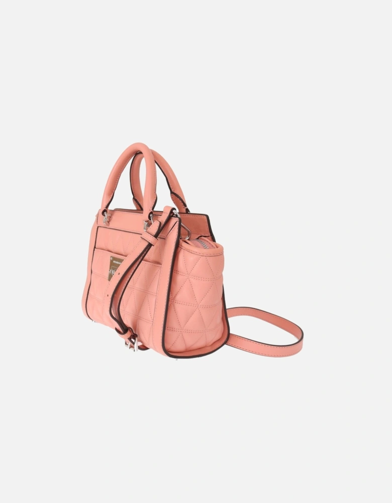 Exquisite Pink Leather Shoulder Bag with Zip Closure & Gold-Tone