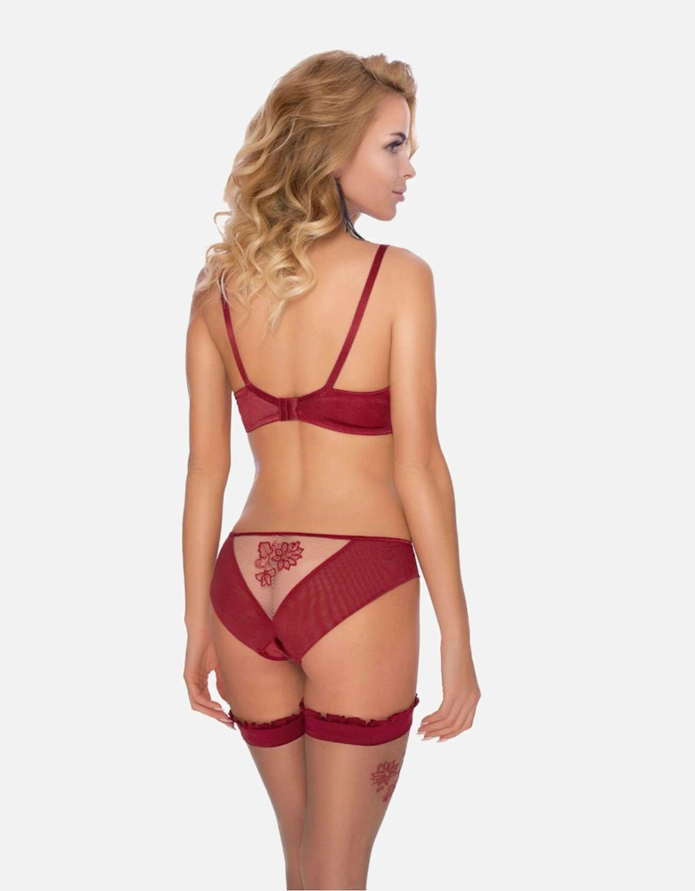 Lingerie Set Satin Mesh by Women - Claret Lingerie Sets