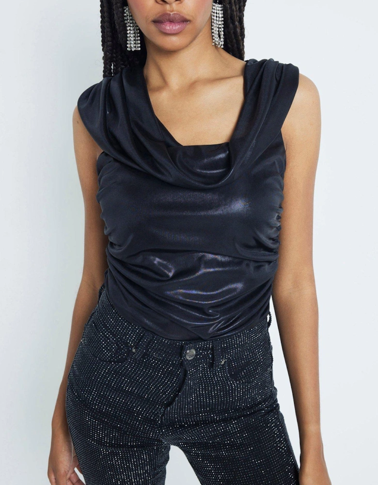 Cowl Drape Top - Black