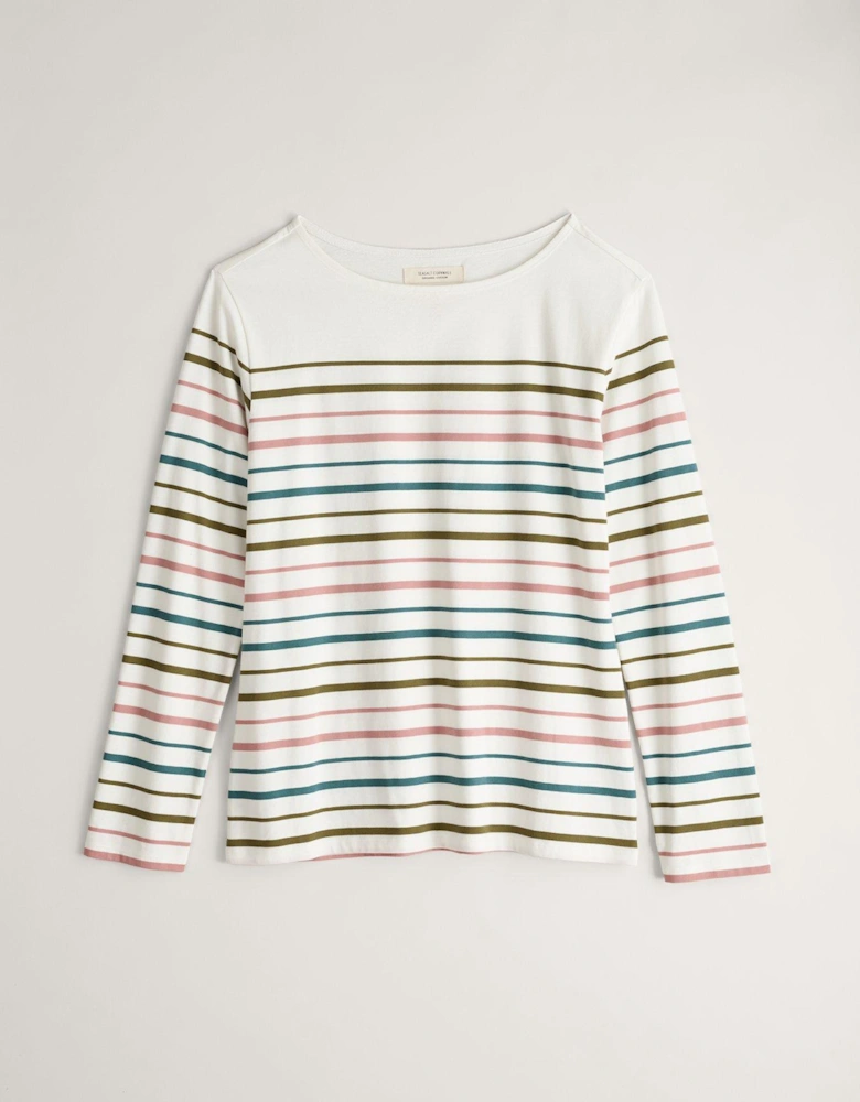 Pure Cotton Striped Top - White