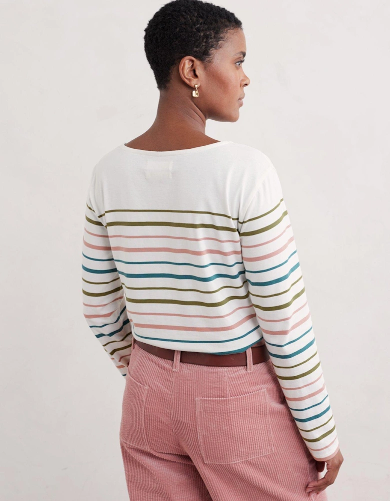 Pure Cotton Striped Top - White