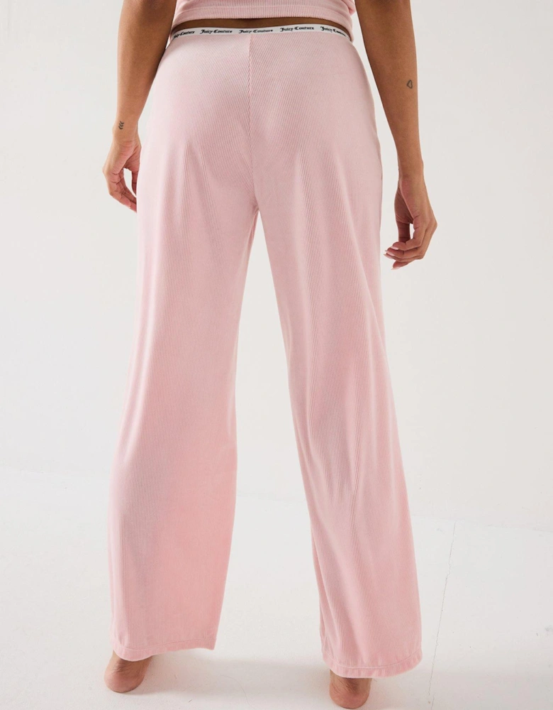 Vicky Rib Flare Lounge Trouser - Pink
