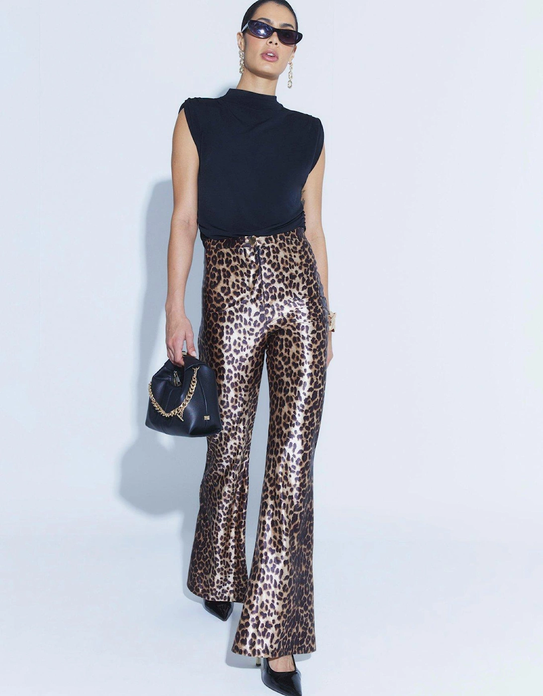 Leopard Print Trouser - Beige