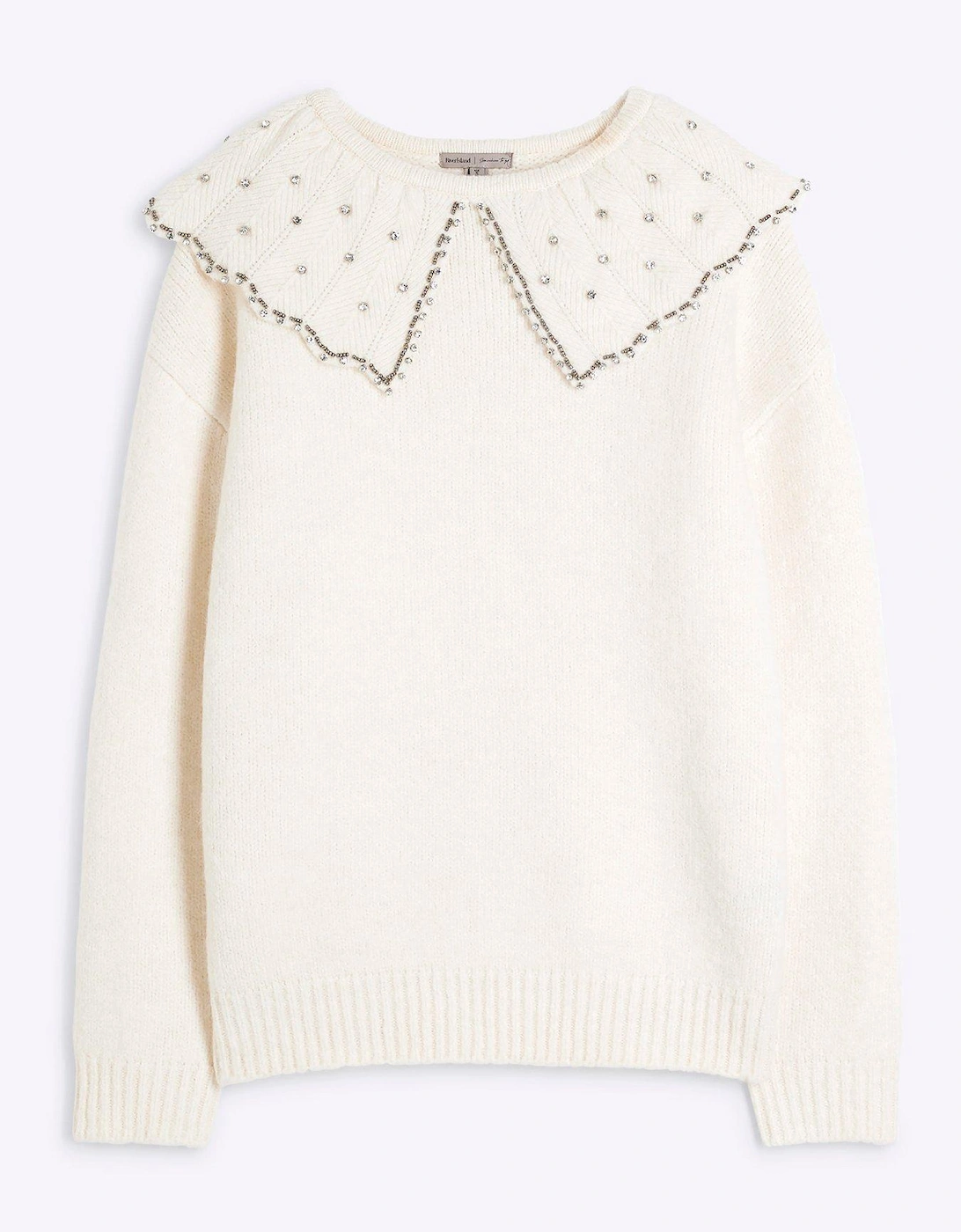 Ultimate Embellished Collar Jumper - Cream