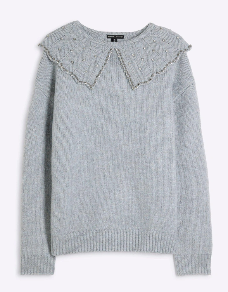 Ultimate Embellished Collar Jumper - Grey