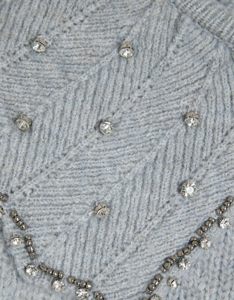 Ultimate Embellished Collar Jumper - Grey