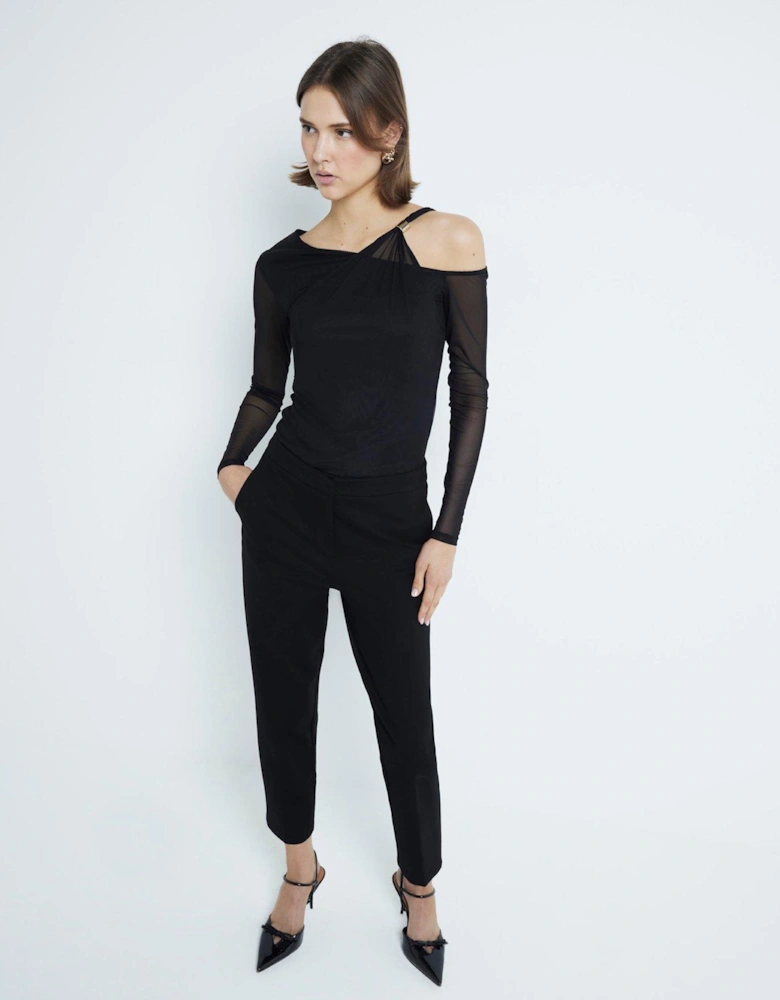 Layered Mesh Trim Top - Black