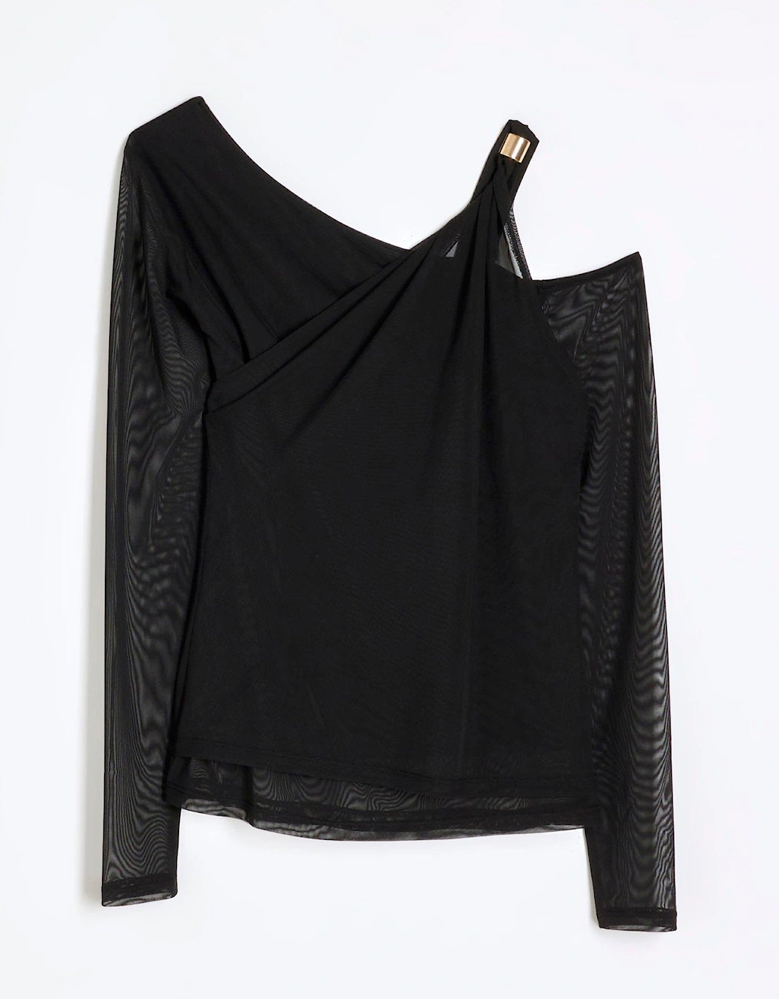 Layered Mesh Trim Top - Black