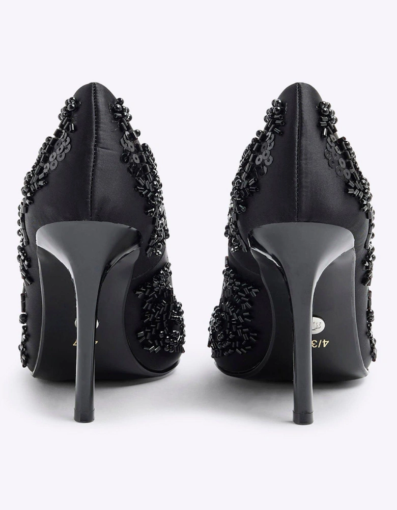 Beaded Court Shoe - Black