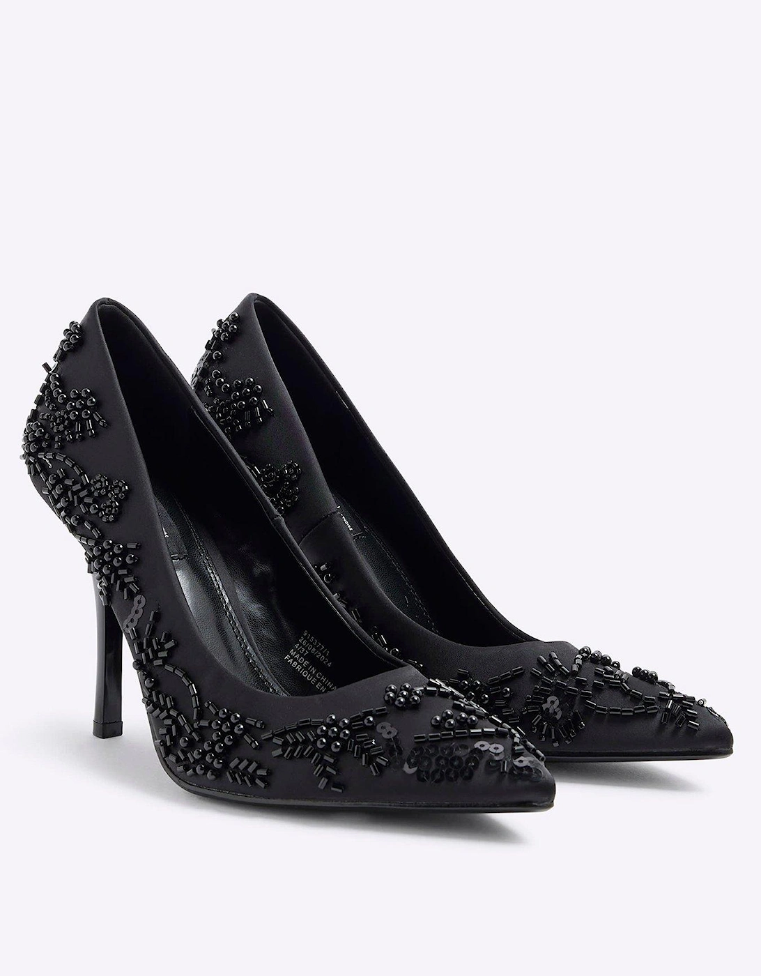 Beaded Court Shoe - Black