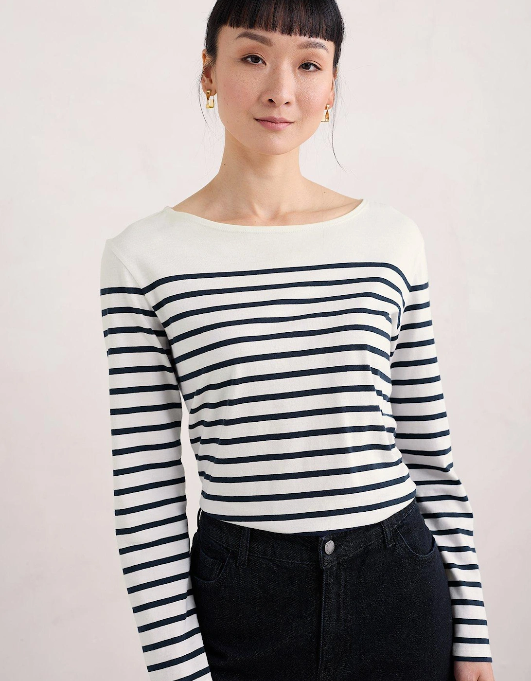 Cotton Striped Top - White