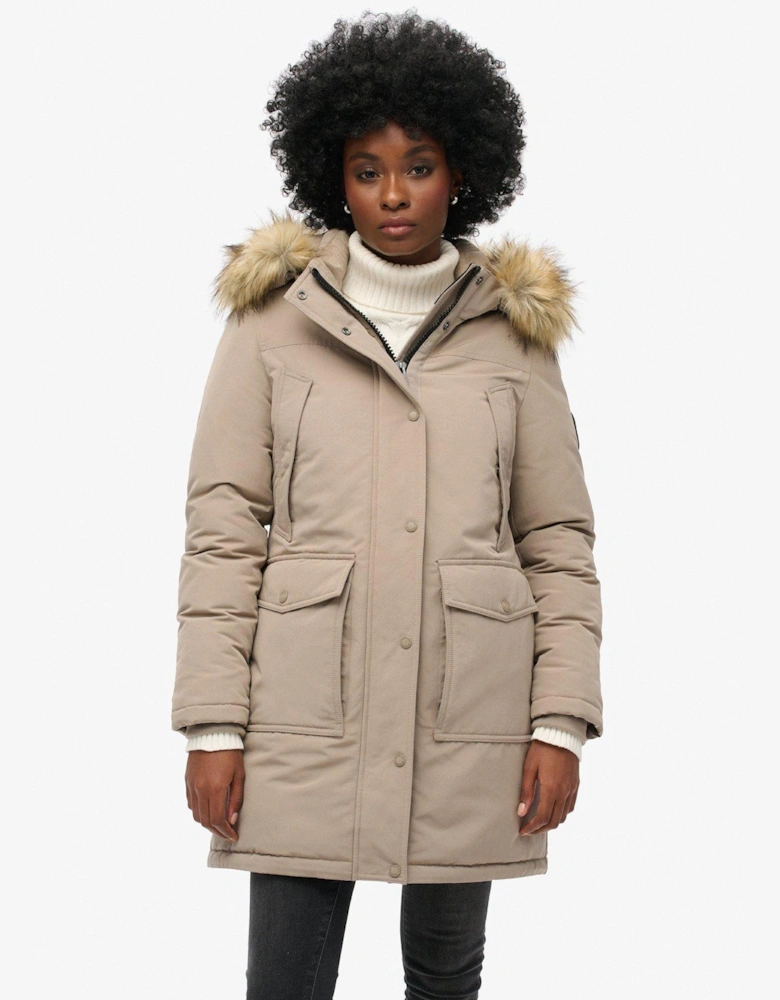 Everest Faux Fur Parka Jacket - Beige