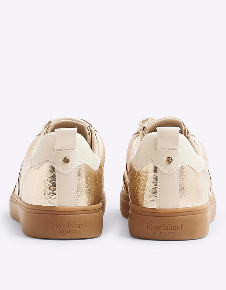 Lace Up Gumsole Trainer - Gold