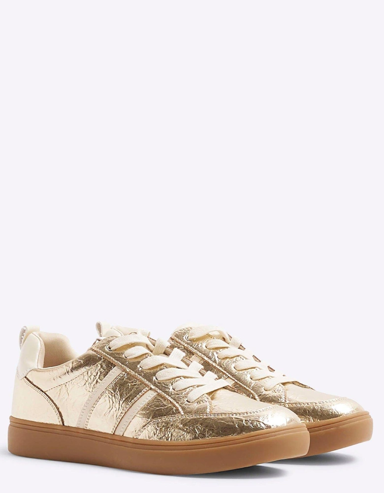 Lace Up Gumsole Trainer - Gold