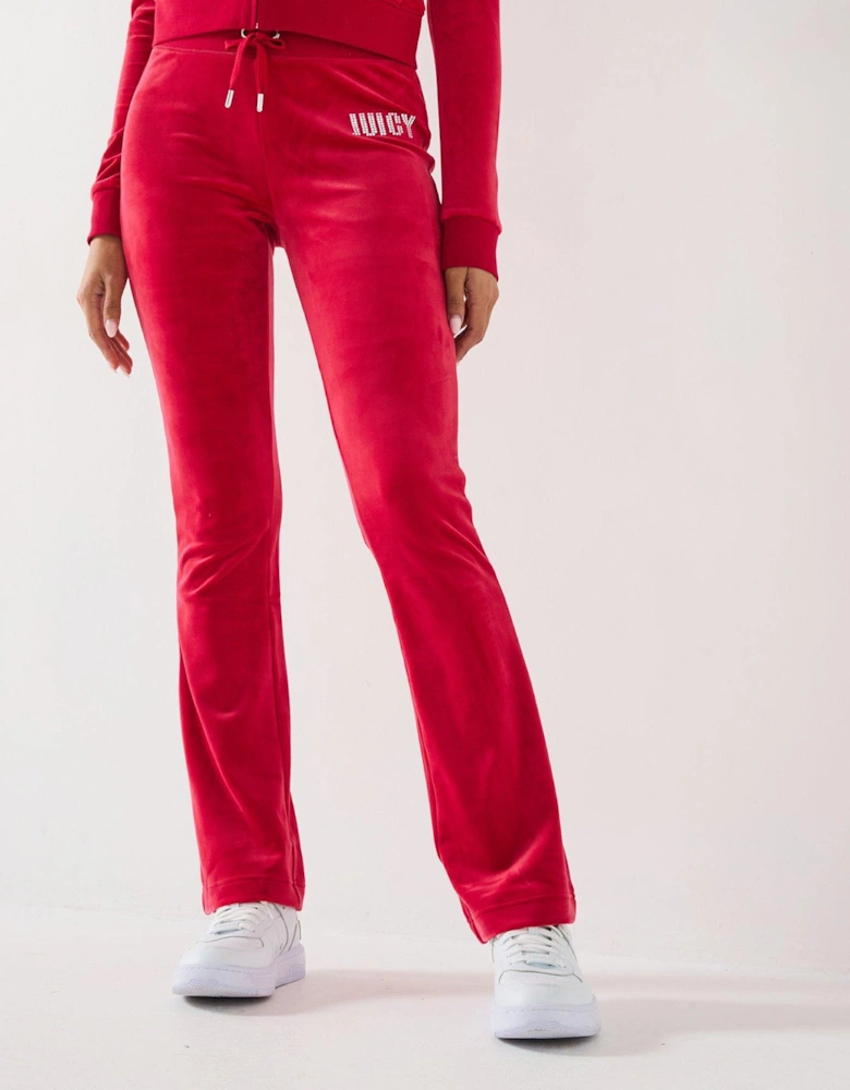 Impact Lisa Low Rise Diamante Joggers - Red