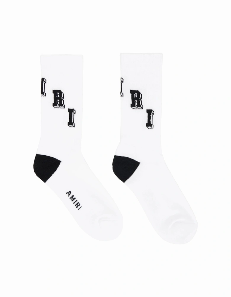 COLLEGIATE TUBE SOCKS WHITE BLACK