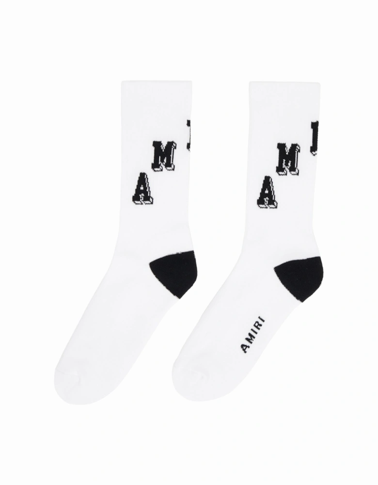 COLLEGIATE TUBE SOCKS WHITE BLACK