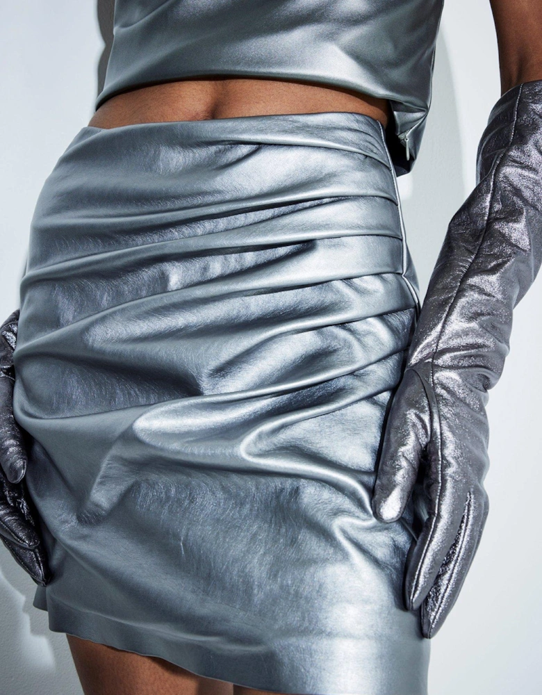 Metallic Mini Skirt - Silver