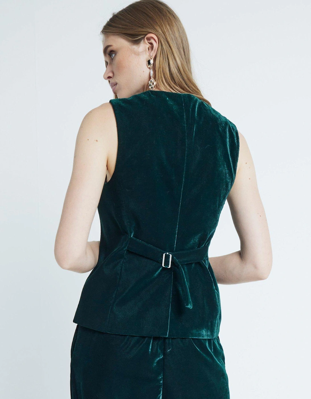 Velvet Tailored Waistcoat - Dark Green